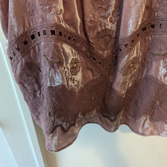 Anthropologie Floreat "Myleen" Pink Sleeveless Velvet Top - Picture 6 of 11